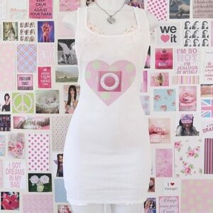 y2k ipod shuffle graphic tank mini dress hanes size S/M